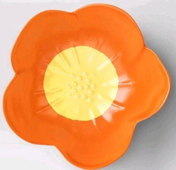 Set of 4 Melamine Flower-Shaped Bowls – Orange, Approx. 6"
