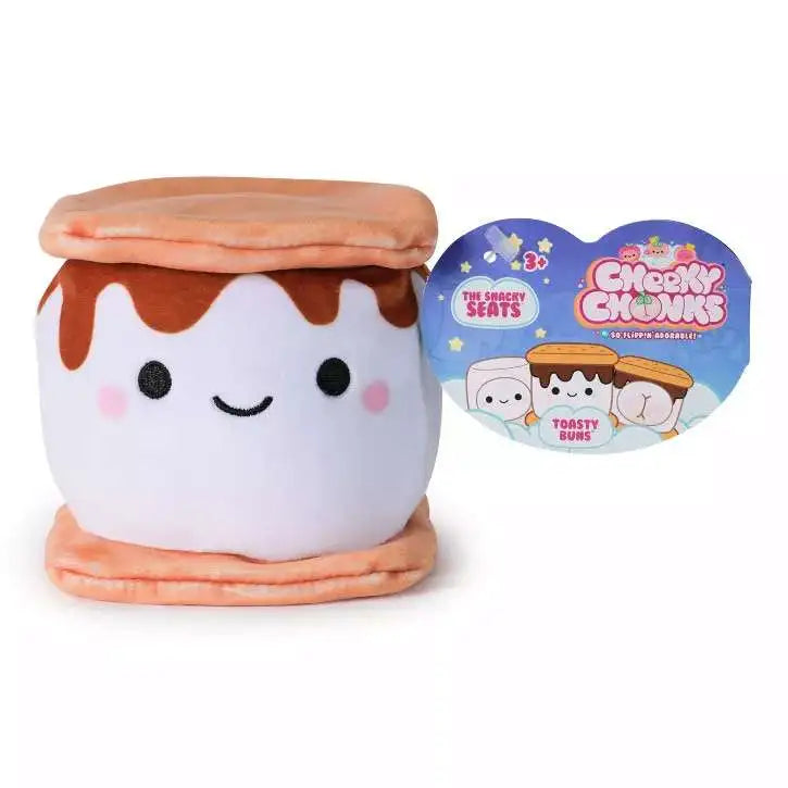 Cheeky Chonks Snacky Seats Toasty Buns 4.5-Inch Reversible Plush