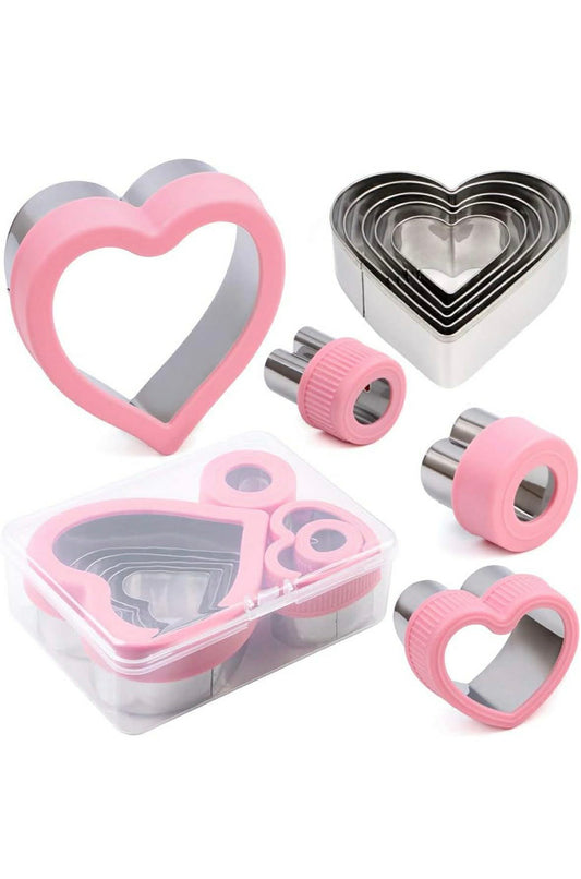 9-Piece Heart Cookie Cutter Set – Stainless Steel, Assorted Sizes