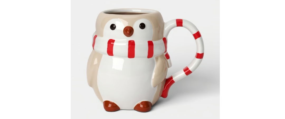16 fl oz Christmas Earthenware Figural Penguin Mug - Wondershop