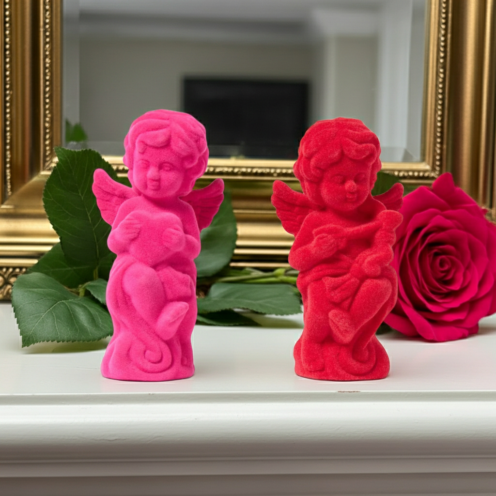 2pk Valentine's Day Flocked Polyresin Cupids Figurals - Spritz™