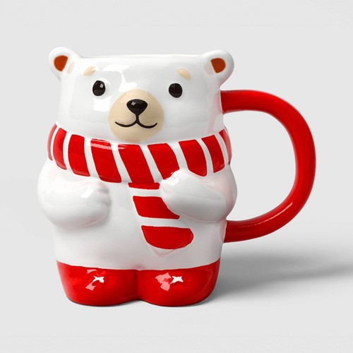 Wondershop 16 fl oz Christmas Earthenware Figural Polar Bear Mug 2025