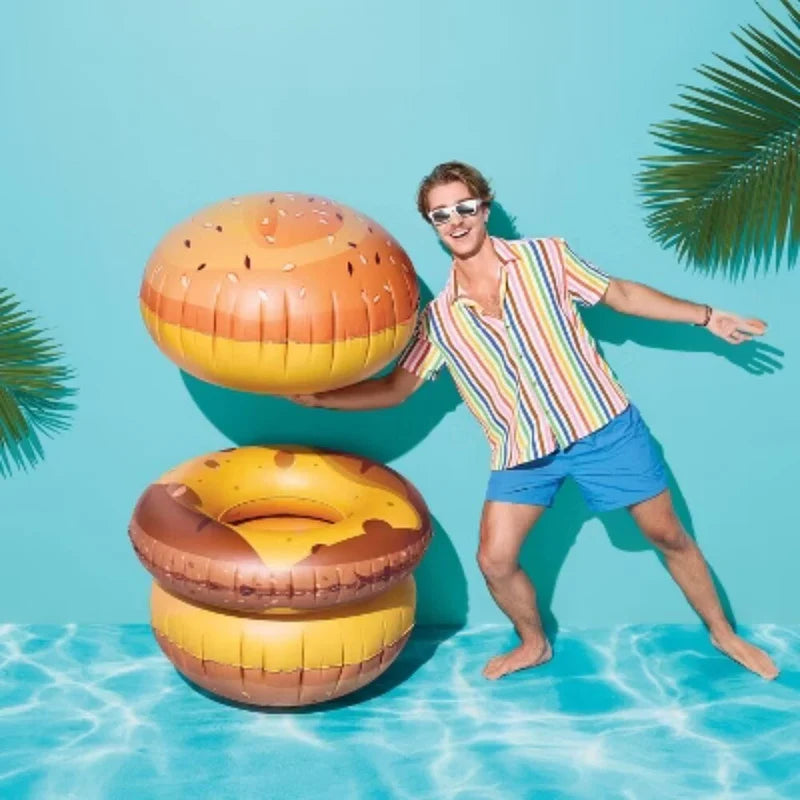Sun Squad Burger Pool Float – Giant Inflatable for Pool, Lake & Beach