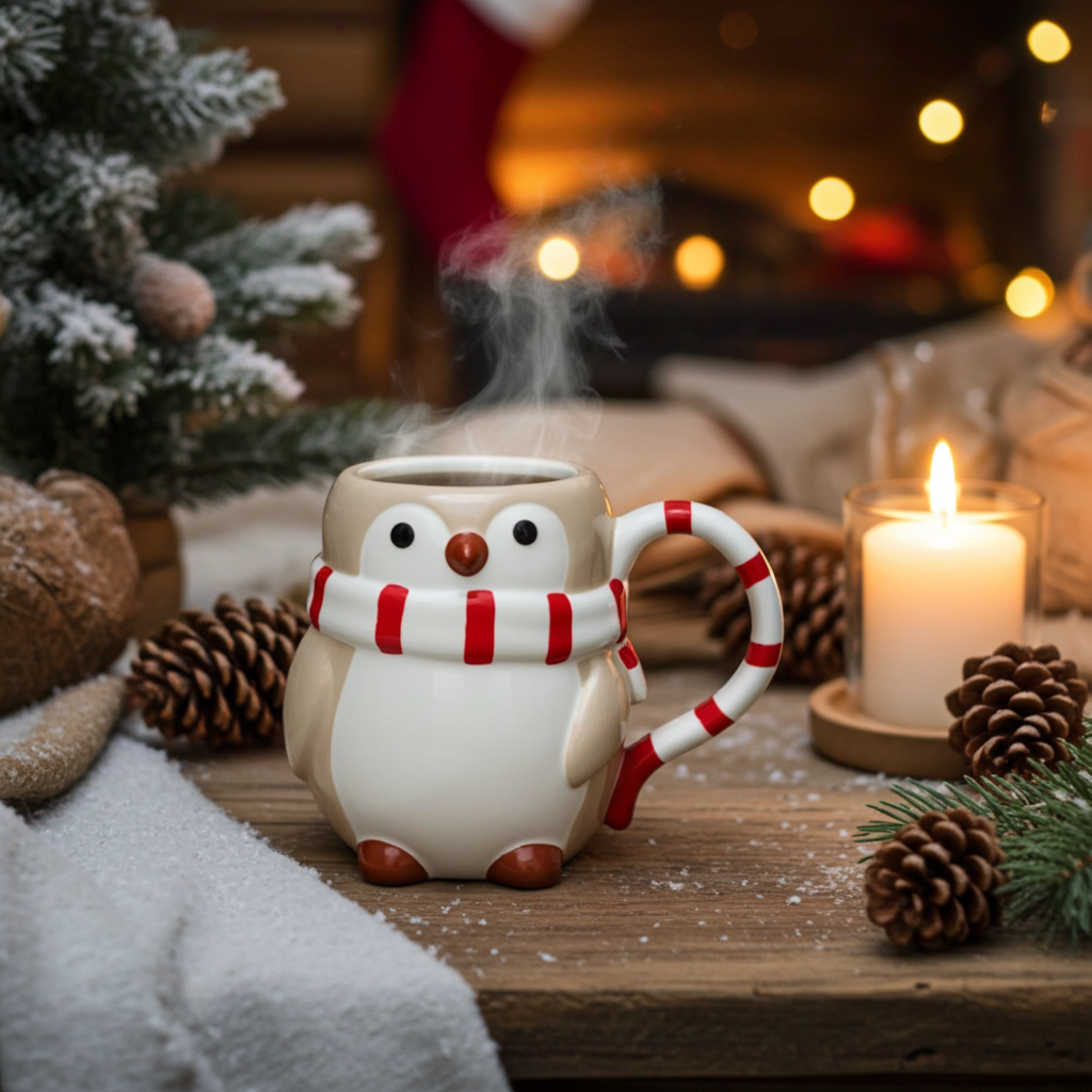 16 fl oz Christmas Earthenware Figural Penguin Mug - Wondershop