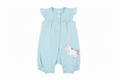 Carter's baby girl light blue polka dot unicorn romper on white background