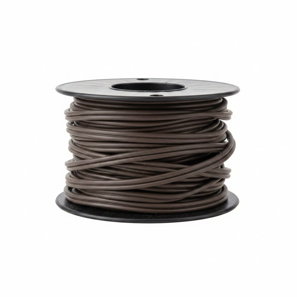 Side view of Archer zip cord spool showing wound wire coils on white background