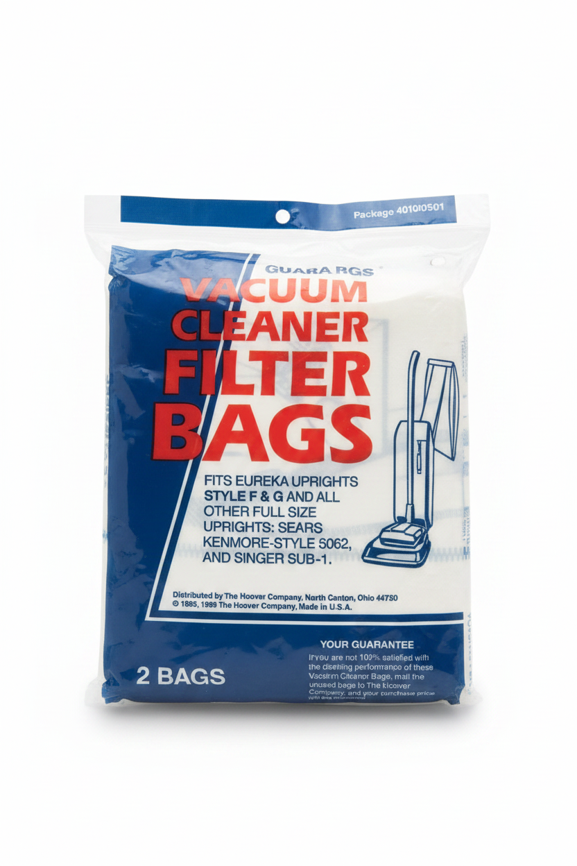 Hoover vacuum cleaner filter bags 2-pack in blue and white packaging on white background