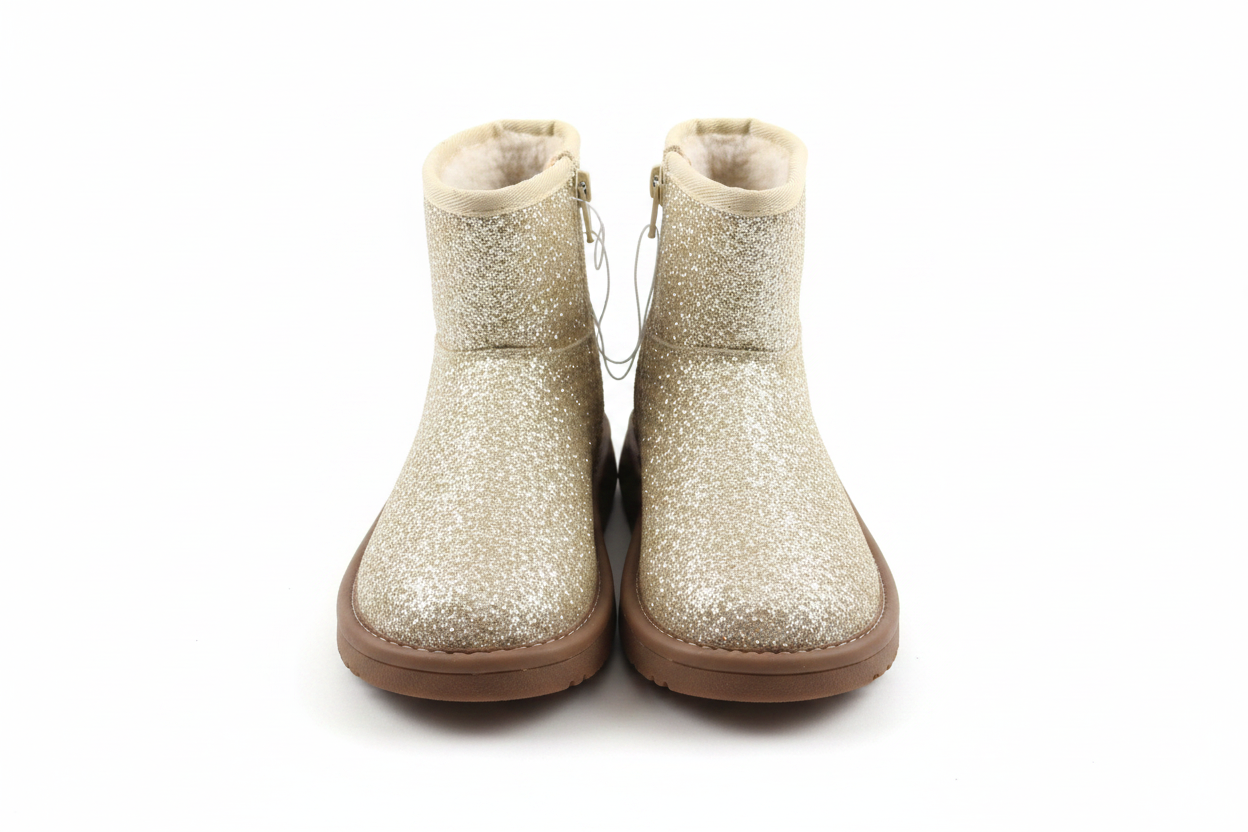 Girls glitter boots size 2 on white background