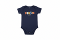 Carter's Cousin Squad navy baby onesie on white background