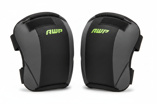 AWP black and gray professional knee pads on white background