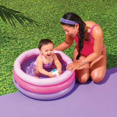 Sun Squad Mini 3 Ring Pool 11 Gal PVC Inflatable Pink 27in Diameter