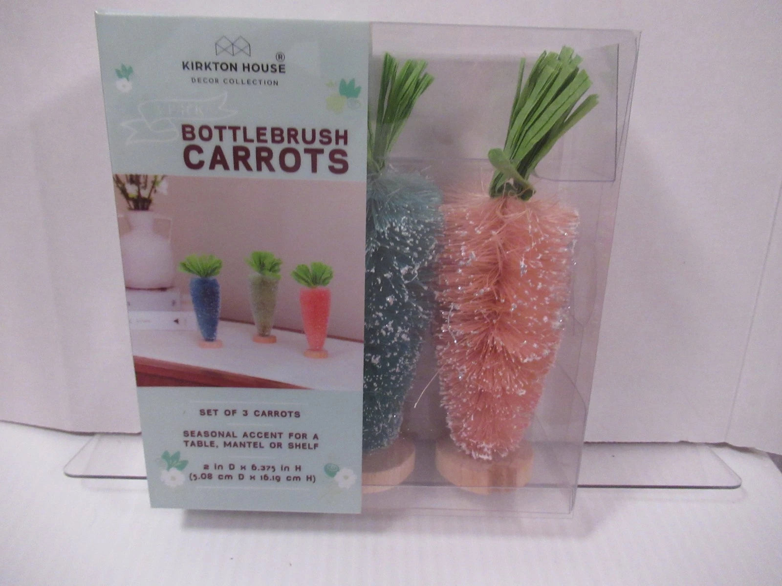 Kirkton House Easter Seasonal Bottlebrush Carrots Home Decor, 3 pack