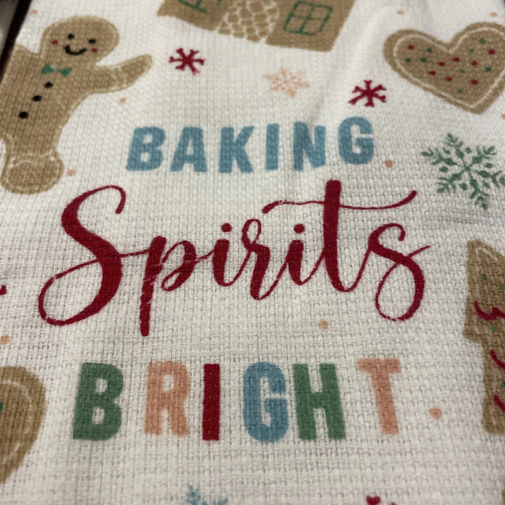 Holiday / Xmas Kitchen Towels~ BAKING Spirits BRIGHT ~ Gingerbread